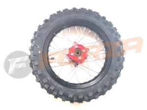 FORZA 12 inch Rear Disc Wheel with Tyre, Tube, 7075 Alloy Black Rim, Red CNC Hub&hellip;