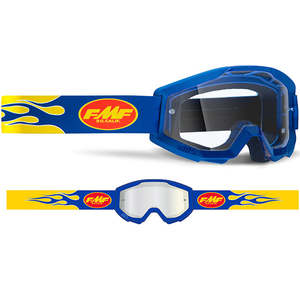 FMF PowerCore Adult Goggle with Flame Navy - Clear Lens