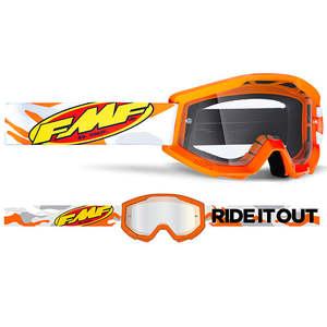 Goggles: FMF POWERCORE Youth MX Goggles with Clear Lens - Assault Grey