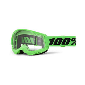 Goggles: **100% Strata 2 Adult MX Goggle Neon Green w Clear Lens