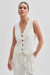 Blazer: Second Female Lino Waistcoat - Antique White