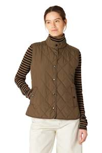 Coats Jackets: Ilse Jacobson Quilted Short Vest - Nut