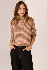 Pol: POL Carmel Stripe Knit - Carmel/Blush