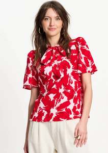POM Crinkle Bubble Bloom Red Top
