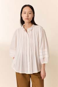 Leon And Harper: Leon & Harper Chimi Pleat Blouse - White