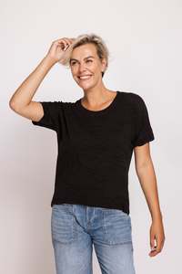 T Shirts: Zhrill Rahel Aop Black Tee