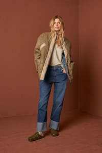 Coats Jackets: Indie & Cold Oversized Tricolour Quilted Jacket