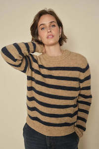 Mothers Day Gifts 2025: Mos Mosh Thora Stripe Knit Sweater - Tannin