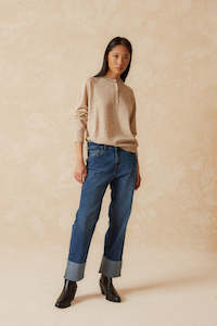 Indie & Cold Raglan Merino Wool Sweater - Crudo