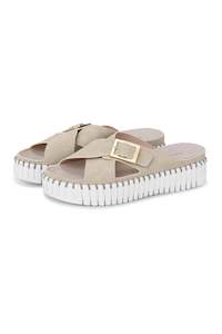 Footwear: Ilse Jacobsen Platform Cross Over Sandal - Atmosphere White
