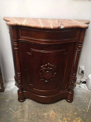 Antique Italian Marble Top Crest Credenza