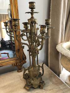 French Bronze Candelabra -Family Crest"