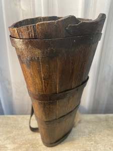 View All Available Antiques: 19th Century Oak and Leather French Grape Harvest Hod