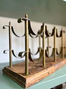 View All Available Antiques: Vintage Italian Oak and Brass Wine Holder