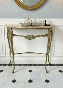 Vintage French Marble Petite Console Mid Century