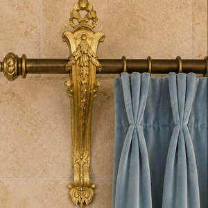 Large French Louis XVI Revival Gilt Curtain Brackets