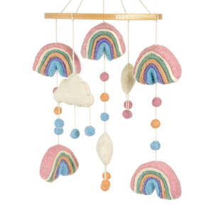 Baby Child: Mobile | Handmade Felted Rainbows