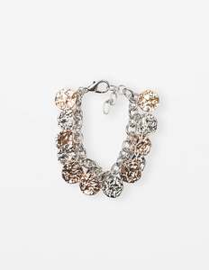 Jewellery Clothing Accessories: Gold and Silver Beaten Medallions Bracelet