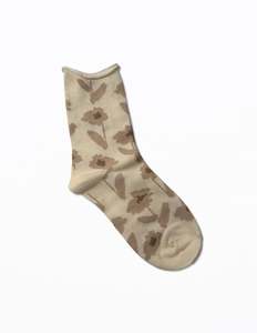 Jewellery Clothing Accessories: Socks | Cream with Blurred Beige Flowers