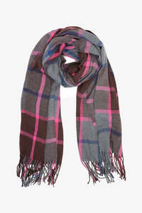 Jewellery Clothing Accessories: Scarf | Chocolate Plaid - Pink & Blue