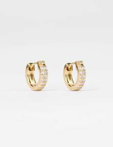 Earrings: Huggie with Clear Crystals