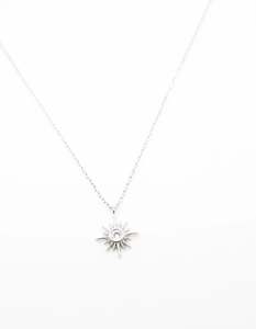 Silver Sunshine w Crystal Centre Necklace