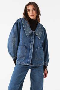 Clothing 1: Seventy + Mochi - Neve Flower-Embroidered Denim Jacket - Phoenix