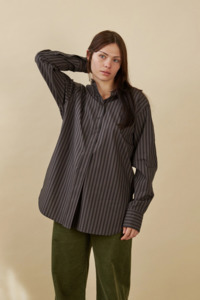 Penny Sage: Penny Sage - Mason Shirt - Charcoal Stripe