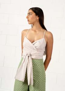 Penny Sage: LAST ONE | Penny Sage - Dalton Wrap Top - Sand Stripes