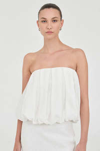 Friend Of Audrey: Friend Of Audrey - Bubble Linen Top - White