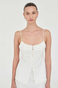 Friend Of Audrey - Lydia Linen Singlet Top - White