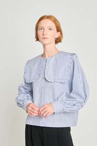 Size 8: Twenty Seven Names - All That Jazz Blouse - White & Navy Stripe