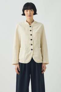 Size 8: Toast - Garment Dyed Cotton Linen Neat Jacket - Parchment