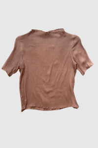 Oosterom - Short Sleeve Crinkle Silk Skivvy - Sheer Caramel