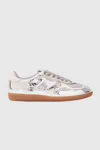 Alohas: Alohas - Tb.490 Rife Shimmer Silver Cream Leather Sneakers