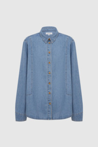 Rowie - Dante Denim Long Sleeve Shirt - Blue Denim