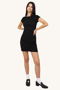 Find Me Now: Find Me Now - Harmony Checkered Mini Dress - Black Harmony