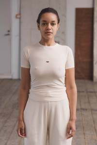 Baserange - Heart Tee Shirt - Fine Organic Cotton Rib - Undyed