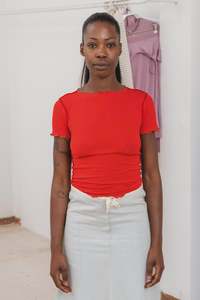 Baserange: Baserange - Vein Tee Shirt - My Red/Brown