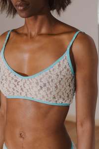Baserange: Baserange - Musical bra - Organic Cotton Lace - Undyed Turquoise