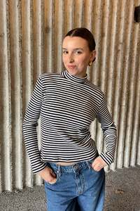 Annie - Suki High Neck - Navy/White Stripe