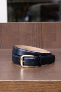 Annie - Line Leather Belt - Black