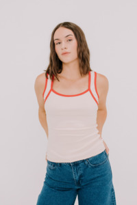 Annie - Juni Ribbed Contrast Tank - Vanilla/Ruby