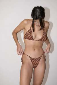 LAST ONE | ICONE - Brigitte Herringbone Bikini Bottom - French Fabric