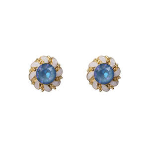 Glass Earrings 1: Enamel Stud Earrings in Blue