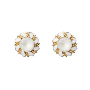 Glass Earrings 1: Enamel Stud Earrings in Ivory