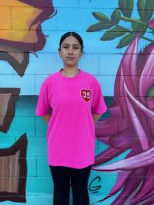 Adult Clothing: 35 FLEECE TEE PINK TOKOMARU BAY