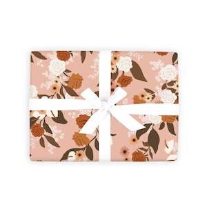 Bohemia: Dusty Rose Garden Gift Wrap Flat Sheet - 12 Sheet Pack