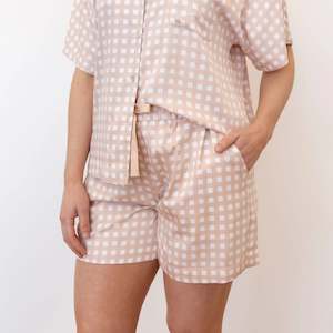 Apparel: Arianna Bamboo Pyjama Shorts - Tuscany Gingham by Mulberry Threads