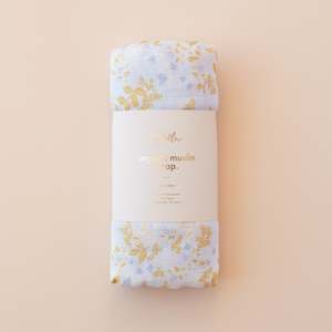 Blankets Swaddles: Delphinium Organic Muslin Wrap Swaddle - LAST CHANCE